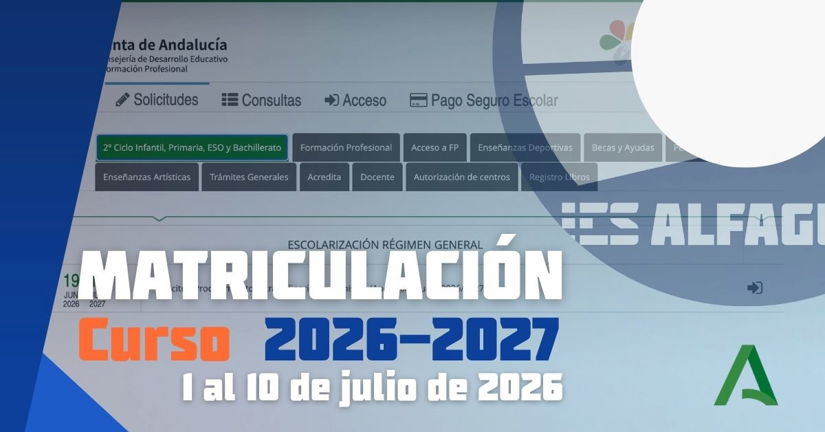 Matriculación del Curso 2026-2027 - IES Alfaguara Guia web