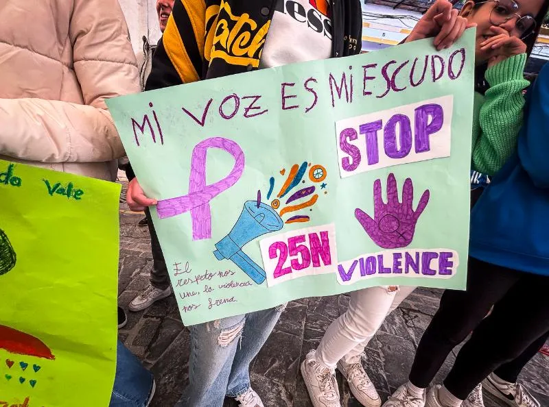 25N 2025 IES Alfaguara - pancarta con el memorando