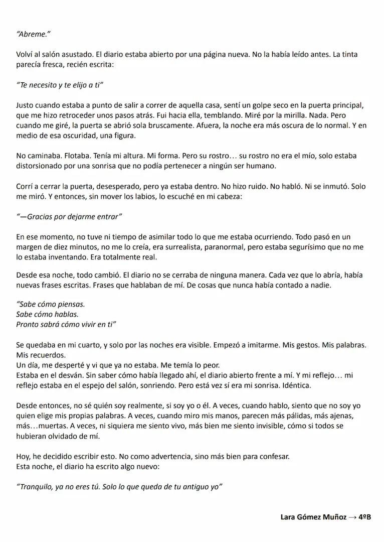 Lara Gómez Muñoz -4 B finalista del concurso de relatos de halloween