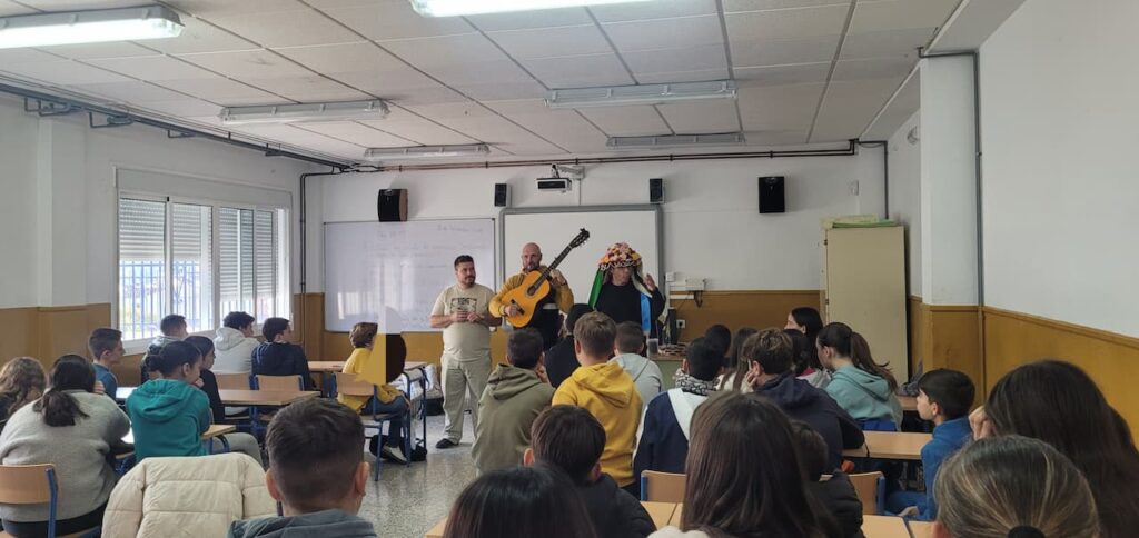 taller de verdiales en el IES Alfaguara de Yunquera